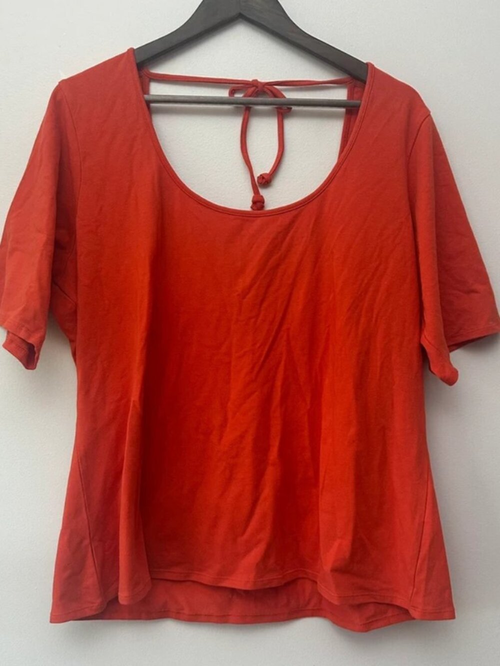 Venezia Jeans Womens 18/20 Orange Scoop Neck Tie Back Short Sleeve Top Plus Size